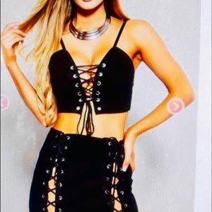 Brand new 2 piece set black suede size s